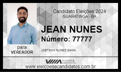 Candidato JEAN NUNES 2024 - GUARATINGA - Eleições