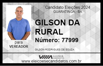 Candidato GILSON DA RURAL 2024 - GUARATINGA - Eleições