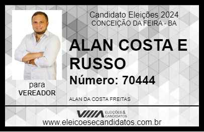 Candidato ALAN COSTA E RUSSO  2024 - CONCEIÇÃO DA FEIRA - Eleições