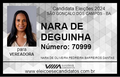 Candidato NARA DE DEGUINHA  2024 - SÃO GONÇALO DOS CAMPOS - Eleições