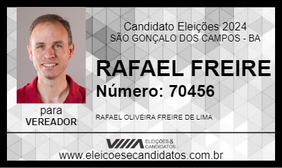 Candidato RAFAEL FREIRE 2024 - SÃO GONÇALO DOS CAMPOS - Eleições