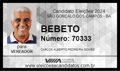 Candidato BEBETO 2024 - SÃO GONÇALO DOS CAMPOS - Eleições