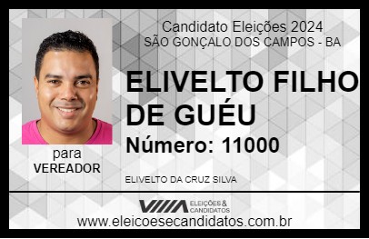 Candidato ELIVELTO FILHO DE GUÉU 2024 - SÃO GONÇALO DOS CAMPOS - Eleições