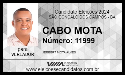 Candidato CABO MOTA 2024 - SÃO GONÇALO DOS CAMPOS - Eleições