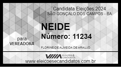 Candidato NEIDE 2024 - SÃO GONÇALO DOS CAMPOS - Eleições