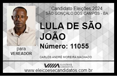 Candidato LULA DE SÃO JOÃO 2024 - SÃO GONÇALO DOS CAMPOS - Eleições