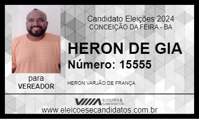 Candidato HERON DE GIA 2024 - CONCEIÇÃO DA FEIRA - Eleições