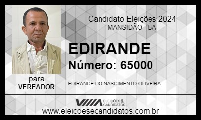 Candidato EDIRANDE 2024 - MANSIDÃO - Eleições