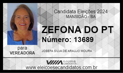 Candidato ZEFONA DO PT 2024 - MANSIDÃO - Eleições