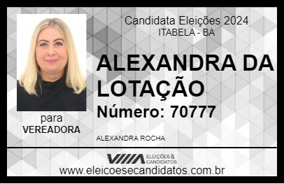 Candidato ALEXANDRA DA LOTAÇÃO 2024 - ITABELA - Eleições