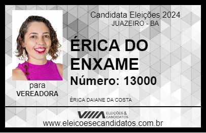 Candidato ÉRICA DO ENXAME 2024 - JUAZEIRO - Eleições