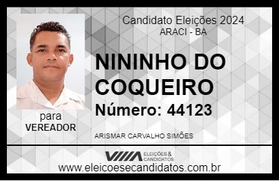 Candidato NININHO DO COQUEIRO 2024 - ARACI - Eleições