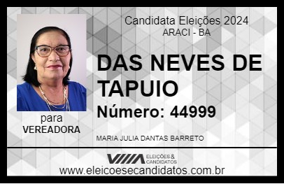 Candidato DAS NEVES DE TAPUIO 2024 - ARACI - Eleições