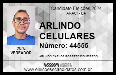 Candidato ARLINDO CELULARES 2024 - ARACI - Eleições