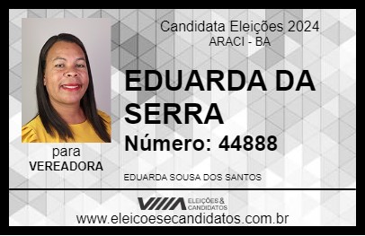 Candidato EDUARDA DA SERRA 2024 - ARACI - Eleições