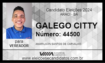 Candidato GALEGO CITTY 2024 - ARACI - Eleições