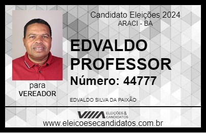 Candidato EDVALDO PROFESSOR 2024 - ARACI - Eleições