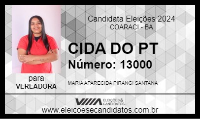 Candidato CIDA DO PT 2024 - COARACI - Eleições