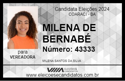 Candidato MILENA DE BERNABÉ 2024 - COARACI - Eleições