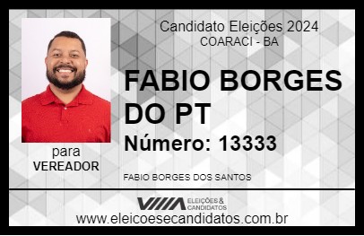 Candidato FABIO BORGES DO PT 2024 - COARACI - Eleições