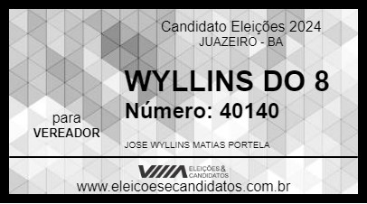 Candidato WYLLINS DO 8 2024 - JUAZEIRO - Eleições