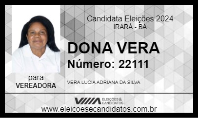 Candidato DONA VERA 2024 - IRARÁ - Eleições