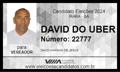 Candidato DAVID DO UBER 2024 - IRARÁ - Eleições