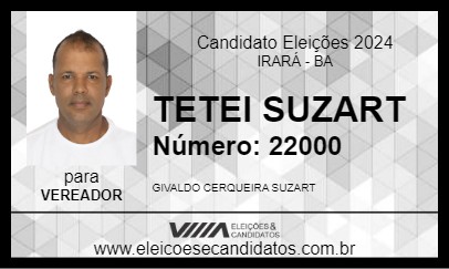 Candidato TETEI SUZART 2024 - IRARÁ - Eleições