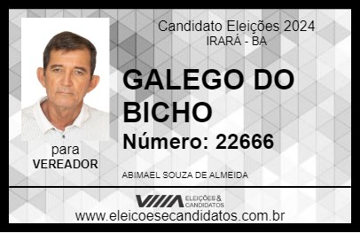 Candidato GALEGO DO BICHO 2024 - IRARÁ - Eleições