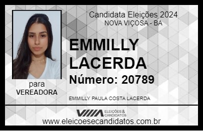 Candidato EMMILLY LACERDA 2024 - NOVA VIÇOSA - Eleições