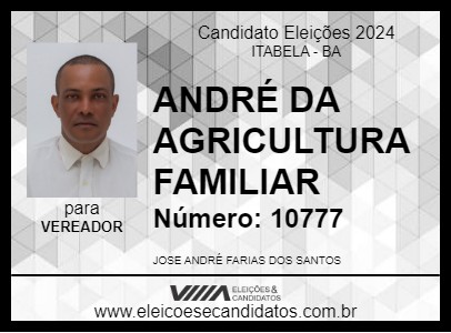 Candidato ANDRÉ DA AGRICULTURA FAMILIAR 2024 - ITABELA - Eleições