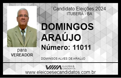 Candidato DOMINGOS ARAÚJO 2024 - ITUBERÁ - Eleições