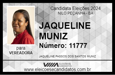 Candidato JAQUELINE MUNIZ 2024 - NILO PEÇANHA - Eleições