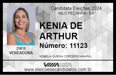 Candidato KENIA DE ARTHUR 2024 - NILO PEÇANHA - Eleições