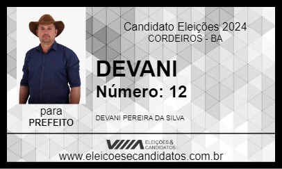 Candidato DEVANI 2024 - CORDEIROS - Eleições