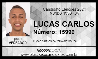 Candidato LUCAS CARLOS 2024 - MUNDO NOVO - Eleições