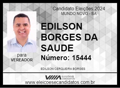 Candidato EDILSON BORGES DA SAUDE 2024 - MUNDO NOVO - Eleições