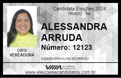 Candidato ALESSANDRA ARRUDA 2024 - PRADO - Eleições