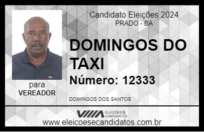 Candidato DOMINGOS DO TAXI 2024 - PRADO - Eleições