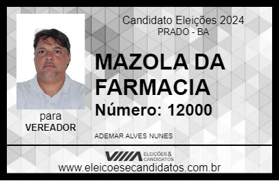 Candidato MAZOLA DA FARMACIA 2024 - PRADO - Eleições