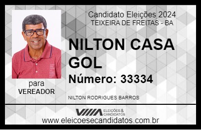 Candidato NILTON CASA GOL 2024 - TEIXEIRA DE FREITAS - Eleições