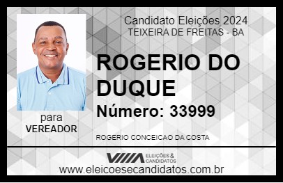 Candidato ROGERIO DO DUQUE 2024 - TEIXEIRA DE FREITAS - Eleições