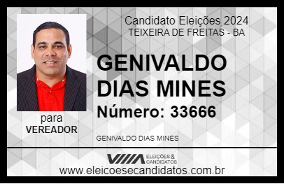 Candidato GENIVALDO DIAS MINES 2024 - TEIXEIRA DE FREITAS - Eleições