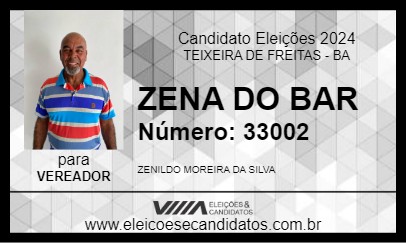 Candidato ZENA DO BAR 2024 - TEIXEIRA DE FREITAS - Eleições