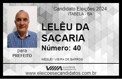 Candidato LELÊU DA SACARIA 2024 - ITABELA - Eleições