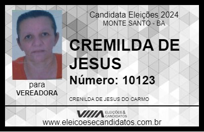 Candidato CREMILDA DE JESUS 2024 - MONTE SANTO - Eleições