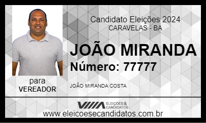 Candidato JOÃO MIRANDA 2024 - CARAVELAS - Eleições