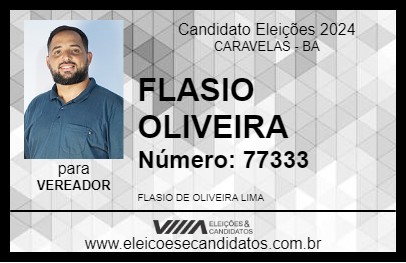 Candidato FLASIO OLIVEIRA 2024 - CARAVELAS - Eleições