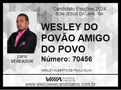 Candidato WESLEY DO POVÃO AMIGO DO POVO 2024 - BOM JESUS DA LAPA - Eleições