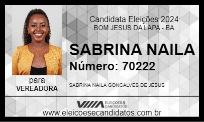 Candidato SABRINA NAILA 2024 - BOM JESUS DA LAPA - Eleições